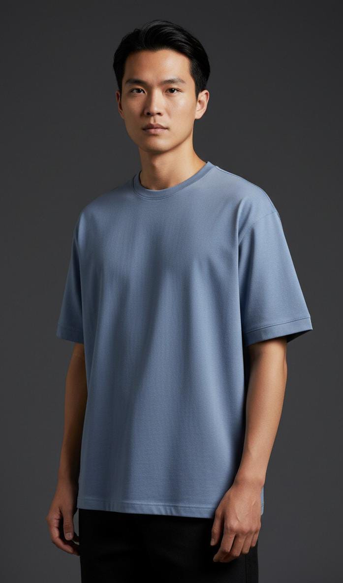 The Keystone Drop Shoulder Tee - Cloudburst Blue