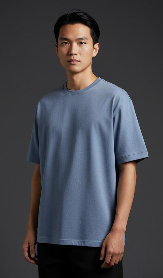The Keystone Drop Shoulder Tee - Cloudburst Blue